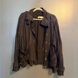 Free People Dark Brown Utility Jacket